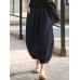 100  Cotton Loose Elastic Waist Mid  Calf Length Thin Pants for Women