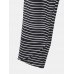 Women Black Cat Print Striped Elastic Waist Plus Size Casual Pants