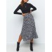 Leopard Print Side Split High Waist Slim Skirts