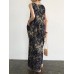 Sleeveless Round Neck Pocket Print Floral Maxi Dress