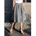 Women Plaid Pleated Spliced Loose Casual Leisure Skirts