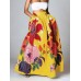 Women Floral Print Casual Elastic High Waisted Holiday Maxi Skirts With Pocket