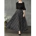 Women Polka Dot Print Loose Big Swing Side Pockets Casual Long Skirt