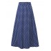 Women Polka Dot Print Loose Big Swing Side Pockets Casual Long Skirt