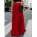 Boho Elastic Waist Pleated Pure Color Women Skirts