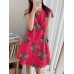 Flower Print Cotton Round Neck Sleeveless Casual Midi Dress