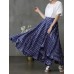 Women Polka Dot Print Loose Big Swing Side Pockets Casual Long Skirt