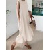 Leisure Solid Pocket Slit Hem Sleeveless Maxi Dress