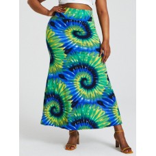 Bohemia Tie Dye Print High Waist Buttocks Bodycon Long Skirt