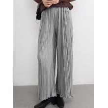 Women Wide  Legged All Match Ankle Length Solid Casual Pants