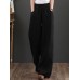 Women 100  Cotton Wide Legged Pleats Side Pocket Solid Casual Pants