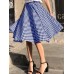 Women Plaid Pleated Spliced Loose Casual Leisure Skirts