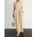 Pocket Ditsy Floral Round Neck Summer Sleeveless Maxi Dress