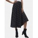 Women Polka Dot Printed High Waist Loose Stylish Mid  Length Skirt