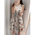 Flower Print Cotton Sleeveless Round Neck Casual Midi Dress