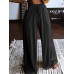 Women Loose Lace  up Elastic Waist Side Pocket Maxi Length Pants