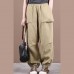 Autumn  three-dimensional pocket elasticated foot pleated casual pants