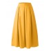 Women Solid Color High Waist Big Swing Zipper Casual Loose Long Skirt With Pocket