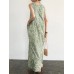 Sleeveless Round Neck Pocket Print Paisley Maxi Dress