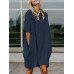 Leisure Solid Pocket Half Sleeve Midi Dress