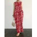 Sleeveless Print Pocket Round Neck Pattern Figure Maxi Dress