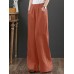 Women 100  Cotton Wide Legged Pleats Side Pocket Solid Casual Pants