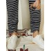 Plus Size Women Dog Stripe Print Casual Elastic Waist Pants With Pocket