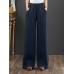 Women 100  Cotton Wide Legged Pleats Side Pocket Solid Casual Pants