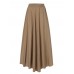 Casual Solid Color High Waist Pleated Irregular Hem Holiday Swing Maxi Skirts