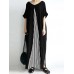 Pocket Short Sleeve Splicing Striped Color Block Maxi Dress