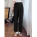 Women Side Pockets Casaul Elastic Waist Ankle Length Solid Pants