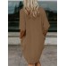 Leisure Solid Pocket Half Sleeve Midi Dress