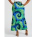 Bohemia Tie Dye Print High Waist Buttocks Bodycon Long Skirt