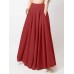 Women Solid Color A  Line Elastic Waist Casual Swing Skirts With Pocket