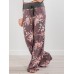 Women Plus Size Flowers Print Drawstring Waist Loose Home Casual Pajamas Pants