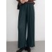 Women Wide  Legged All Match Ankle Length Solid Casual Pants