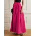 Pure Color High Waist Side Zipper Simple Women Casual Skirts