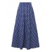 Women Polka Dot Print Loose Big Swing Side Pockets Casual Long Skirt