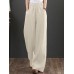 Women 100  Cotton Wide Legged Pleats Side Pocket Solid Casual Pants