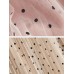 Women Polka Dot Print Gauze Elastic Waist Midi Mesh Pleated Skirt