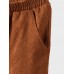 Women Wide Leg Corduroy Casual Solid Elastic Waist Loose Pants With Side Pocket