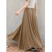 Casual Solid Color High Waist Pleated Irregular Hem Holiday Swing Maxi Skirts