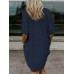 Leisure Solid Pocket Half Sleeve Midi Dress