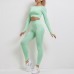 KALOAD 2PCS Women’s Sets Skinny Tracksuit Breathable Long Sleeve Top Seamless Outfits High Waist Push Up Leggings Gym Clothes Sport Suit