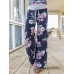 Plus Size Women Floral Printing Drawstring Waist Loose Casual Home Pajamas Pants