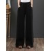 Women 100  Cotton Wide Legged Pleats Side Pocket Solid Casual Pants