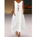 Leisure Solid Tiered Button Pocket Sleeveless Maxi Dress