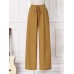 Women Loose Lace  up Elastic Waist Side Pocket Maxi Length Pants