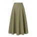 100  Cotton Solid Side Zipper Spliced Casual Loose Skirt For Women