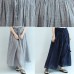 gray casual summer linen skirts plus size  a line skirts elastic waist maxi skirts